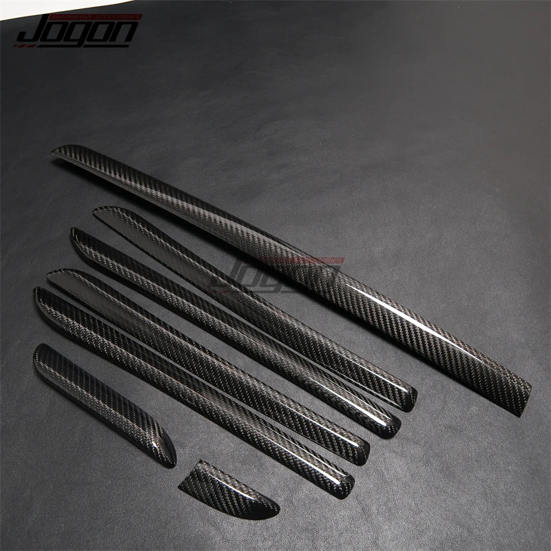 7Pcs Carbon Fiber Car Interior Dashboard Console Strip Door Panel Sticker Cover Trim For Audi A3 8V S3 RS3 2014-2018