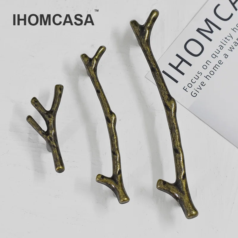 IHOMCASA Tree Branch Shape Furniture Handle Black Gold Vintage Cupboard Shoebox Cabinet Drawer Knobs Twig Door Pulls Hardware