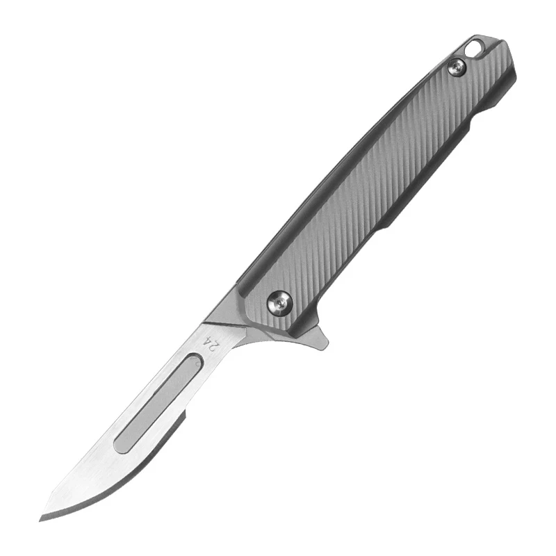 NEW Titanium Alloy Scalpel EDC Mini Knife Folding Knife With 10pcs NO.24 Replaceable Blade engrave carving utility Tools