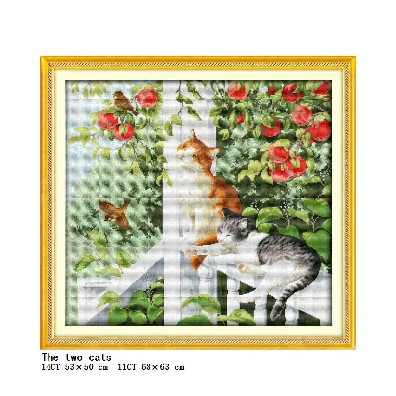 JoySunday animale gatto modello di serie di punto croce kit Aida 14ct 11ct numero di stampa della tela di canapa ago da ricamo FAI DA TE cucito a