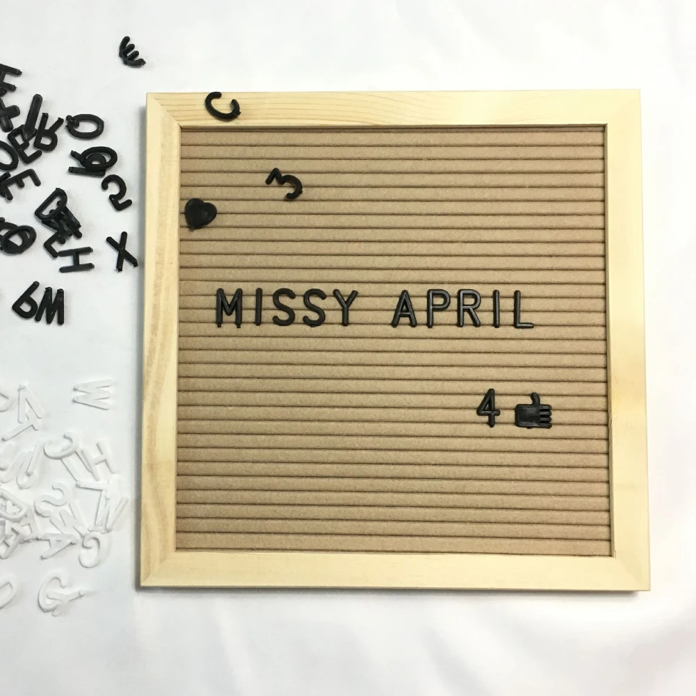 10x10inch Felt Changeable Letter Board Message Panel Home Restaurant Decoration felt letter board Wooden Frame Decorative