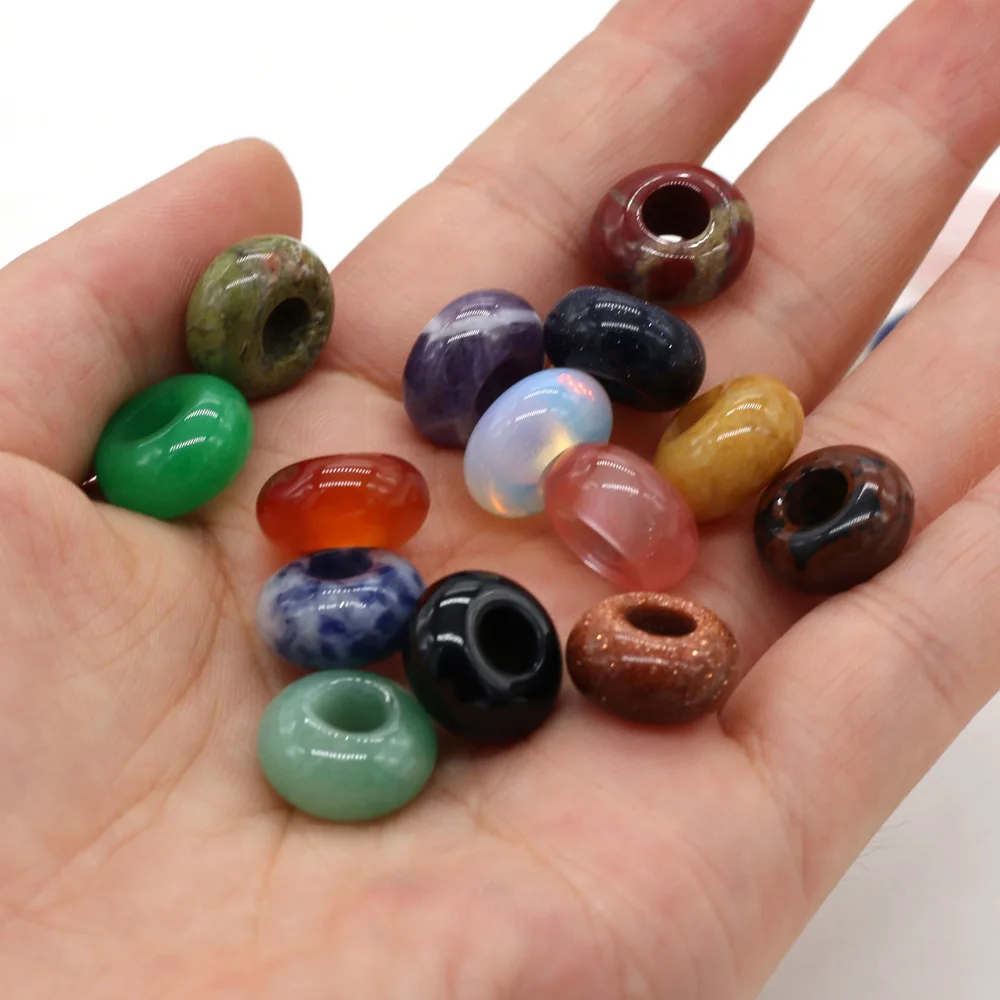 4pcs/lot Natural Agates Big Hole Beads Abacus Shape Loose Beads For Jewelry Necklace Making Size 7x14mm Hole 6mm Wholesale