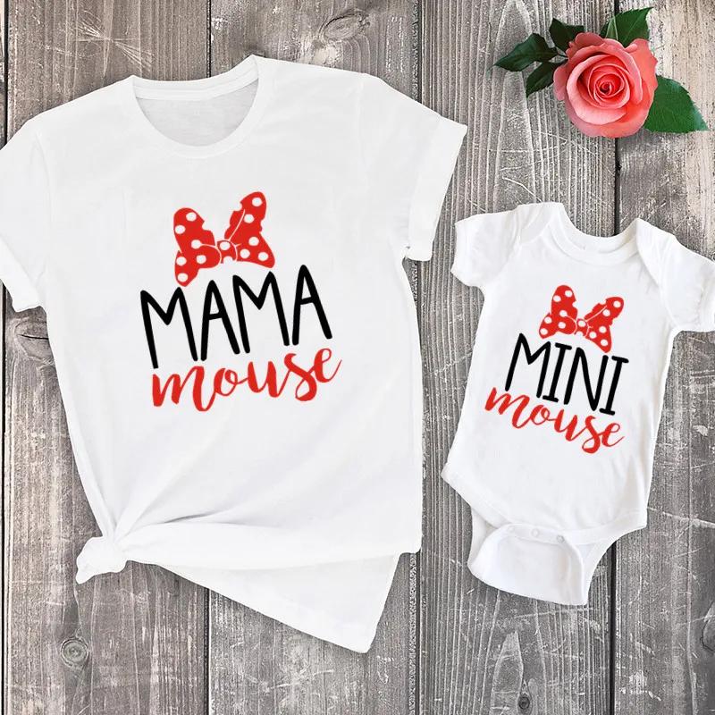 1PC Fashion Mommy and Me Family Matching Tshirts Baby Girls Clothes Mama and Mini Cotton Family Look Mother and Daughter Clothes