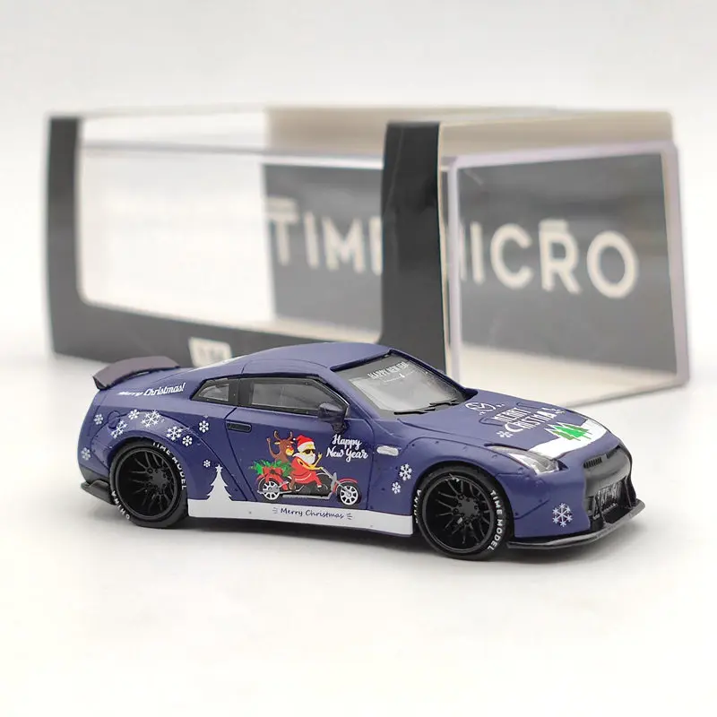 الوقت نموذج 1/64 ل N ~ an GTR R35 عيد الميلاد ديكاست اللعب نماذج السيارات سبيكة السيارات جمع الأرجواني هدايا السنة الجديدة