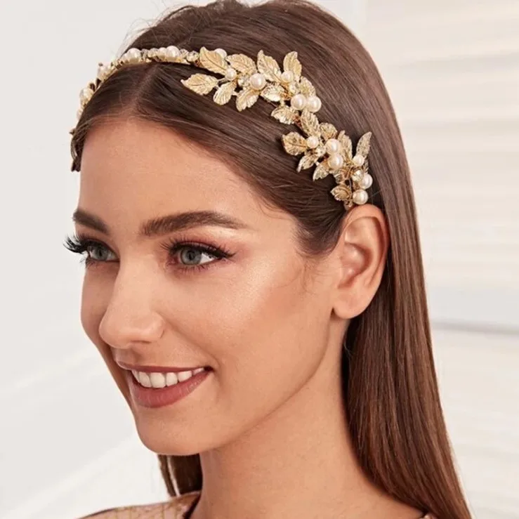 Tiara nupcial de lujo con hoja de cristal dorado, diadema de boda, accesorios para el cabello, diamantes de imitación, desfile, graduación, corona, joyería para la cabeza de la novia