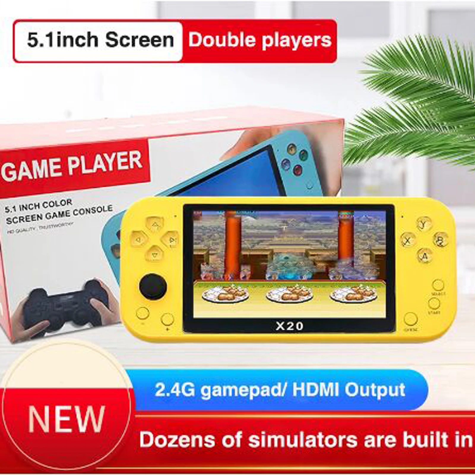 PS1 X20 Video Game 5.1 inch LCD Double Rocker Portable Handheld Retro Game Console PK PS7000 X9 PSP