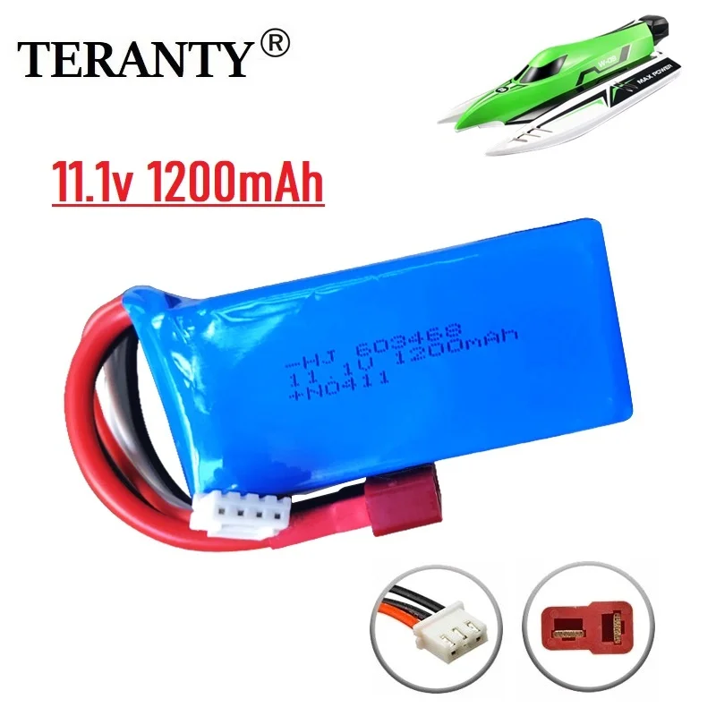 1/2/3/5PCS 11.1V 1200MAH  Lipo battery for WLtoys WL915 RC Boat Spare parts High Speed 3s 60346811.1v Battery RC F1 Racing Boat