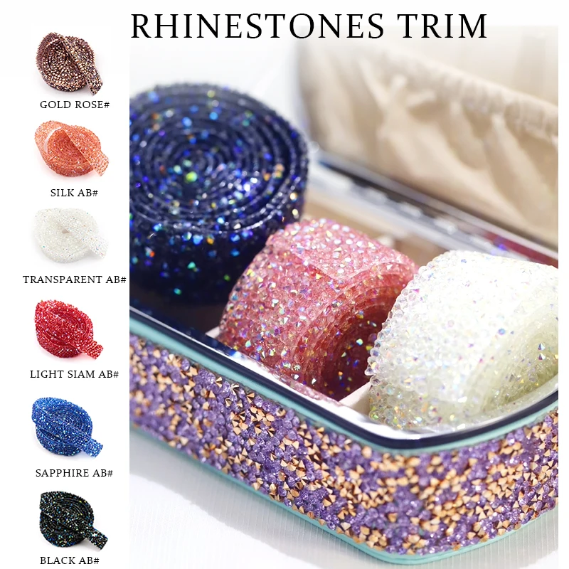 10mm/15mm 1Yard Sewing Resin Trim Strass Hot Fix Rhinestone Tape Applicator Ribbon With Rhinestones Iron On Appliques
