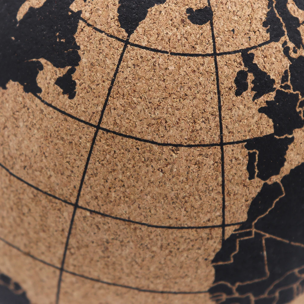 Aqumotic Cork Globe Holder Rubber Bark Unique Message Board Cork World Globes with Pins 3d Travel Ball Wine Coole Good Earth