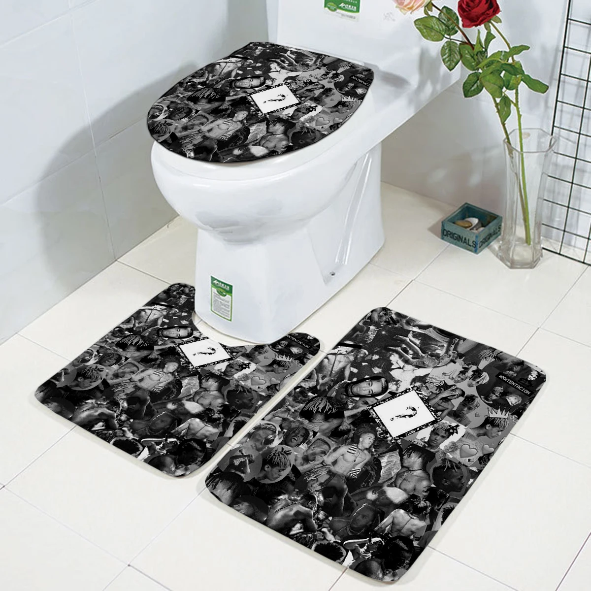 Angel Wing Pattern 3D printed Bathroom Pedestal Rug Lid Toilet Cover Bath Mat Set drop shipping style-3