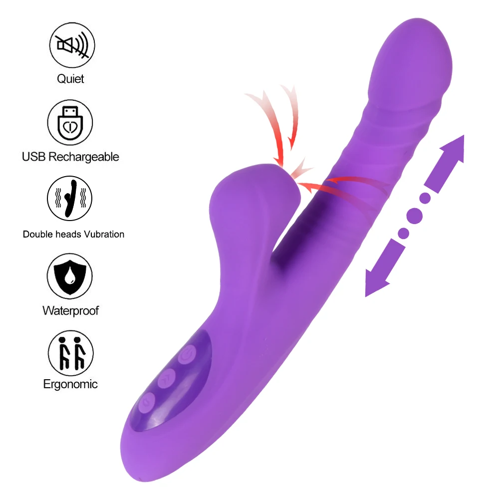 G Spot Rabbit Vibrator With Heating Thrusting Sex Toys for Women Dual Motor Dildo Vibrators Sucking Clitoral Stimulator