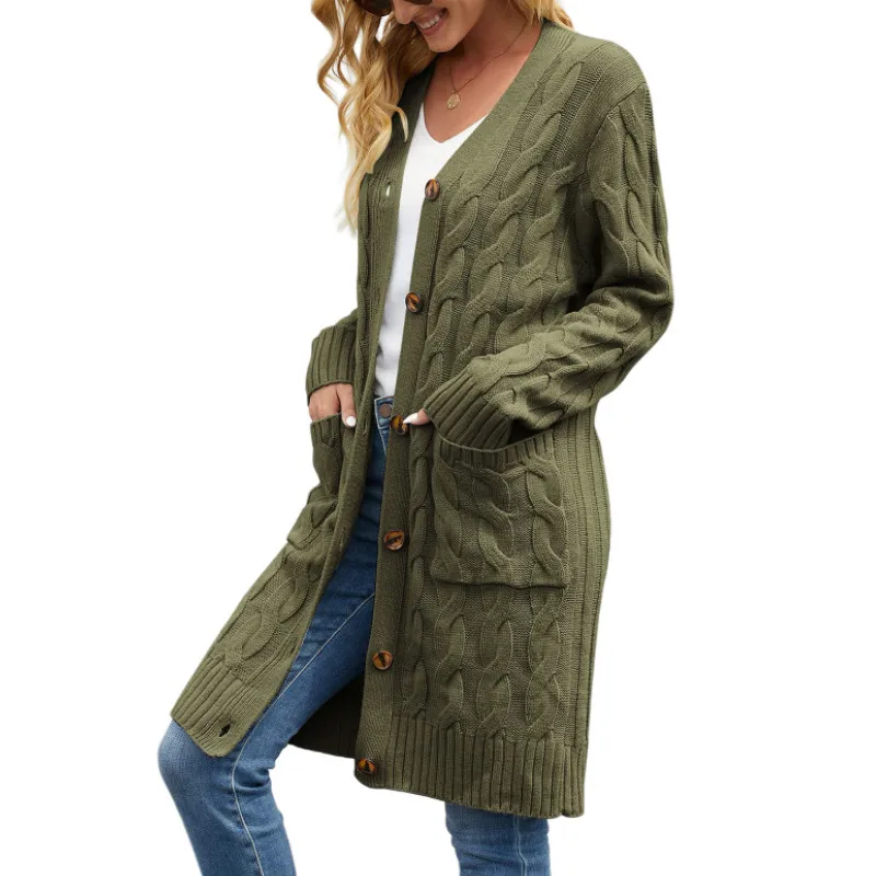 Female Long Sweater Cardigan, Solid Color Long Sleeve Sweater Knitted Coat with Pockets for Spring Fall, S/M/L