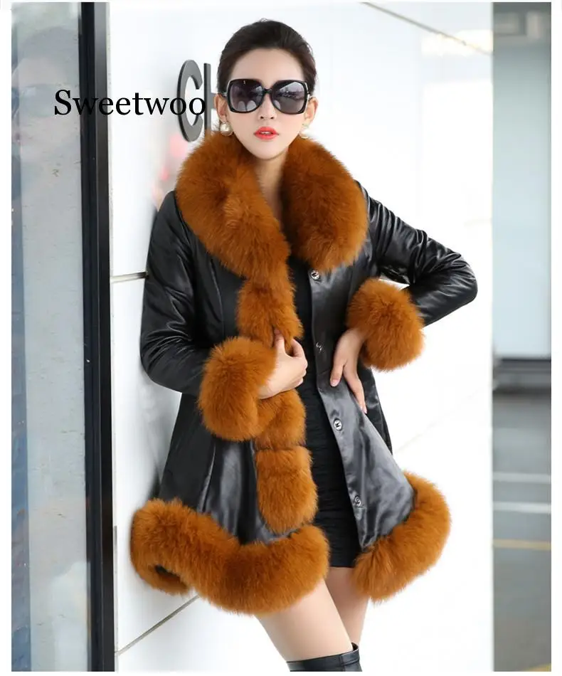 Hot Sale Winter Women\'s Faux Fur High Quality Faux Sheepskin Coats Keep Warm With Fur Fox Collars Slim Female Furs