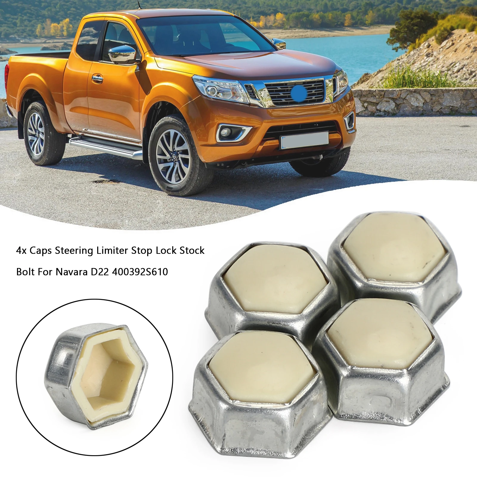 Artudatech 4x tapas limitador de dirección bloqueo de parada perno común para Navara D22 400392 S610 Accesorios para automóviles