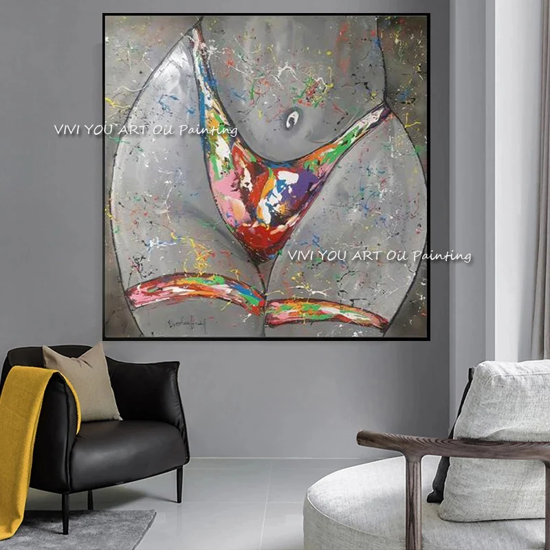 Modern Original 100% Handmade Abstract Thong women sexy oil painting Canvas Large Wall Art for Living Room Home Decoration