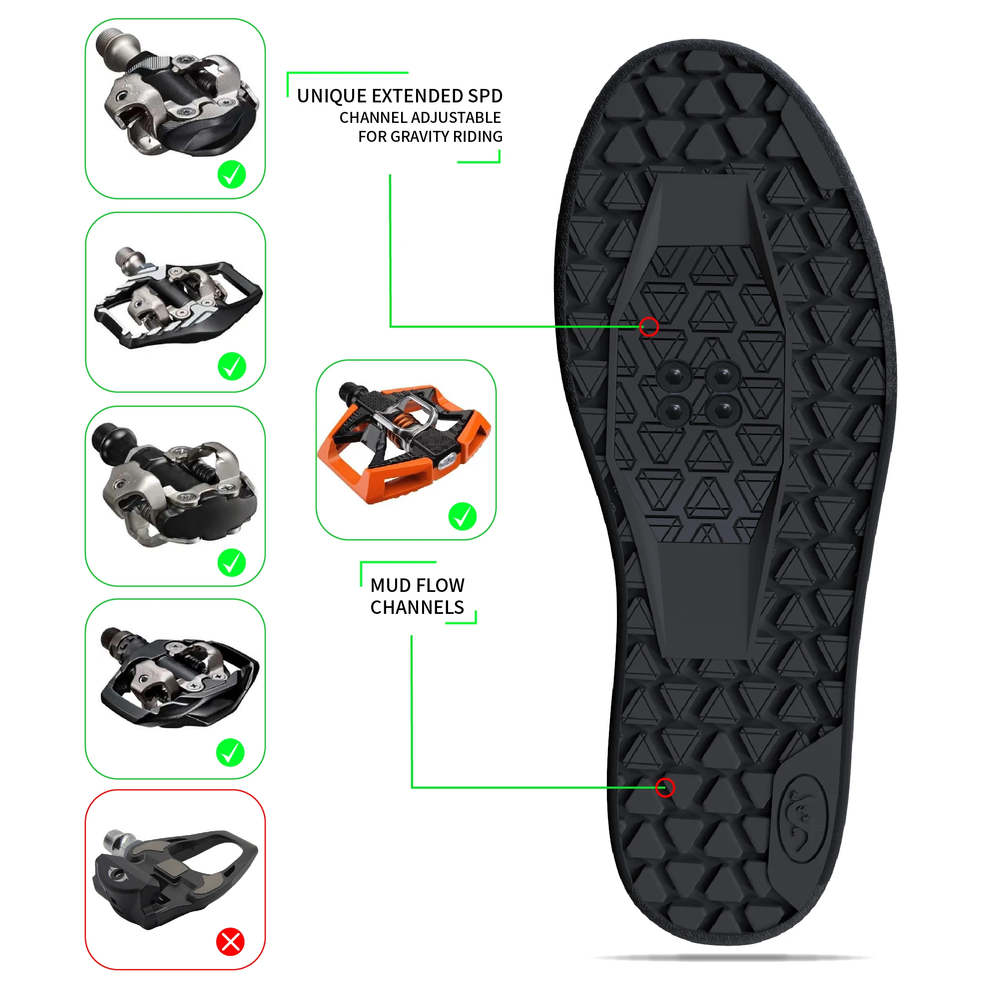 Sandugo Mountain Bike Enduro D/H shoes are suitable for all SPD and Flat Pedals bicycle shoes.High Quality Fabric.