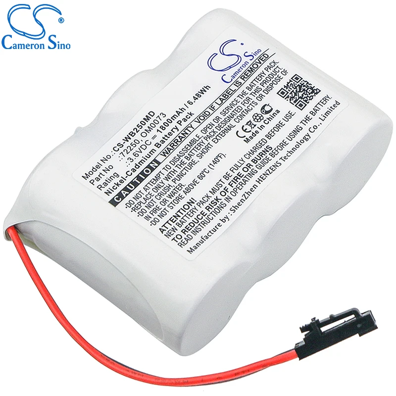 CameronSino Battery for Welch-Allyn Spot Vital Signs Monitor fits 72250 OM0073 Medical Replacement battery 1800mAh/6.48Wh 3.60V