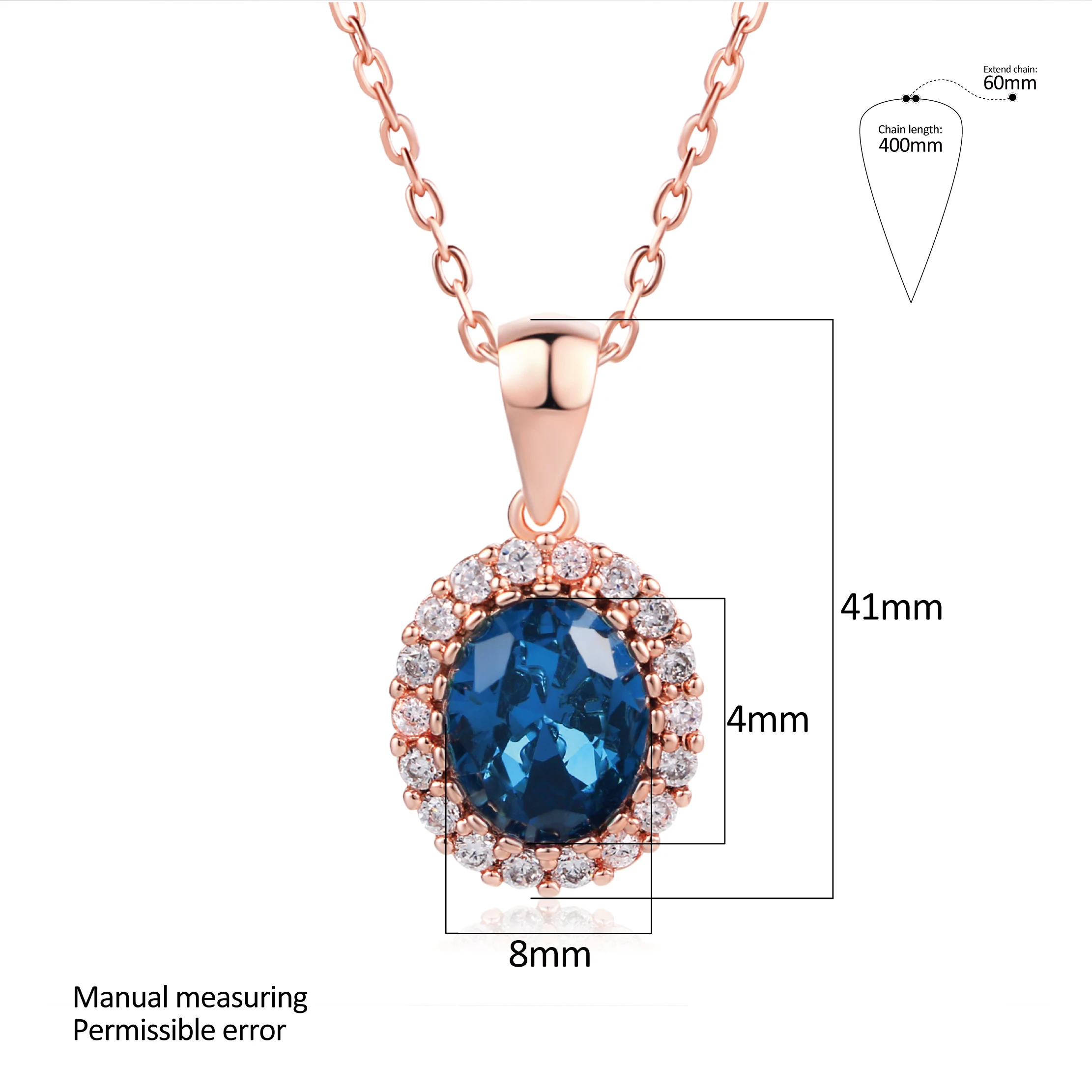 S110 Rose Gold Color Blue Austrian Crystal Jewelry Set With 3 Pcs For Women Party Work Gift