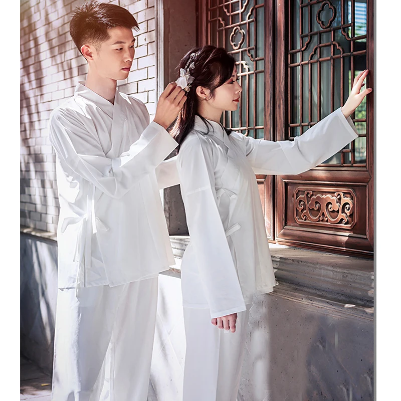 Couples Matching Hanfu Sleepwear Chinese Men Women Pyjama Set Tops And Pants Womans Two Piece Suits Unisex Clothing For Adult