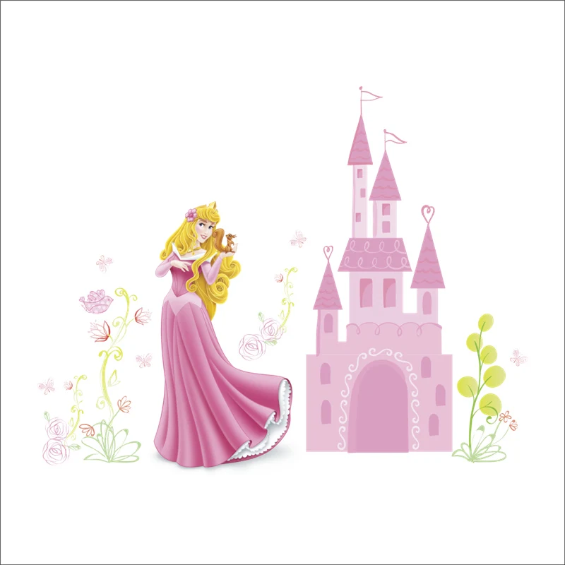 Aurora Princess Fantastic Castle Wall Stickers For Kids Room Home Decorations Diy Anime Mural Art Cartoon Pvc Wall Decal