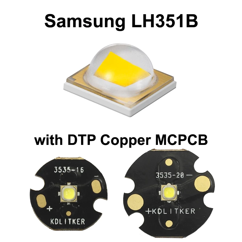 Samsung LH351B SMD 3535 LED Emitter with KDLITKER DTP Copper MCPCB Flashlight DIY