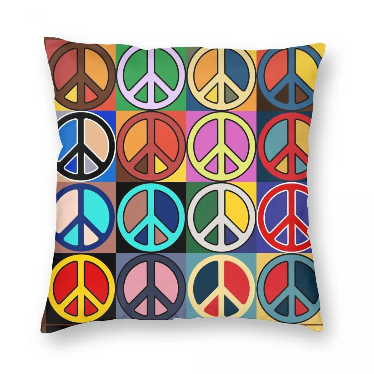 

Peace Mosaic Square Pillowcase Polyester Linen Velvet Creative Zip Decor Pillow Case Bed Cushion Cover