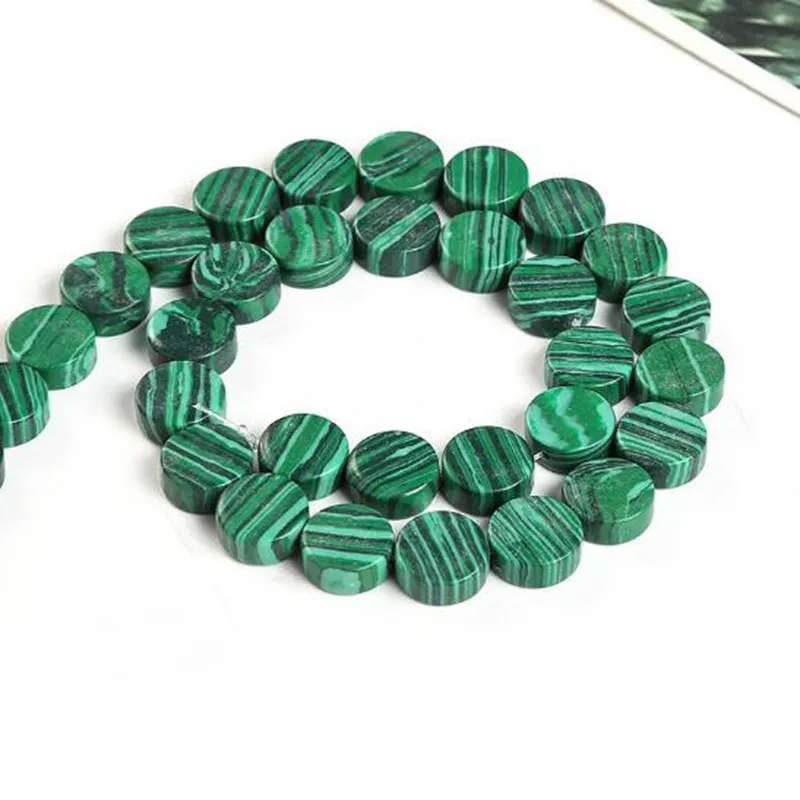 Natural Stone Loose Beads 10mm Coin Shape DIY Necklace Bracelet Jewelry Making Accessories 37Pcs wk252