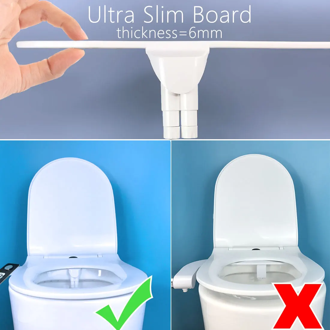 Bidet Toilet Seat Attachment Bidet Sprayer Ultra Slim Self Cleaning Non Electric Muslim Arab Shattaf Dual Butt Cleaner