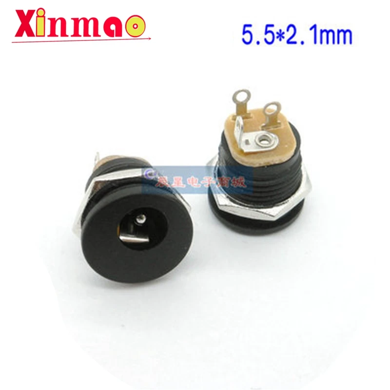 10pcs copper pin DC power socket circular socket dc-022 socket 5.5 * 2.1mm diameter 12mm