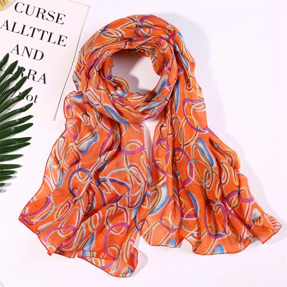 2020 Spring Soft Circle Print Scarves Shawls Fashion Women Viscose Wrap Scarf Hijab 7 Color Free Shipping