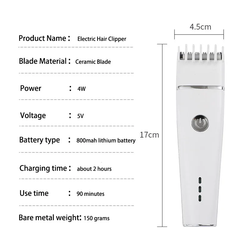 Cortador de cabelos elétrico usb, duas velocidades, cerâmica, carregamento rápido, aparador de cabelo, máquina profissional recarregável para crianças