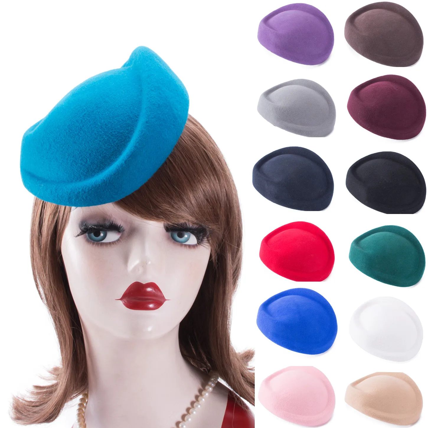 Lawliet Womens Dress Fascinators 100% Wool Felt Pillbox Hat Base Party Wedding Craft Head Pieces Hair Accessories A129