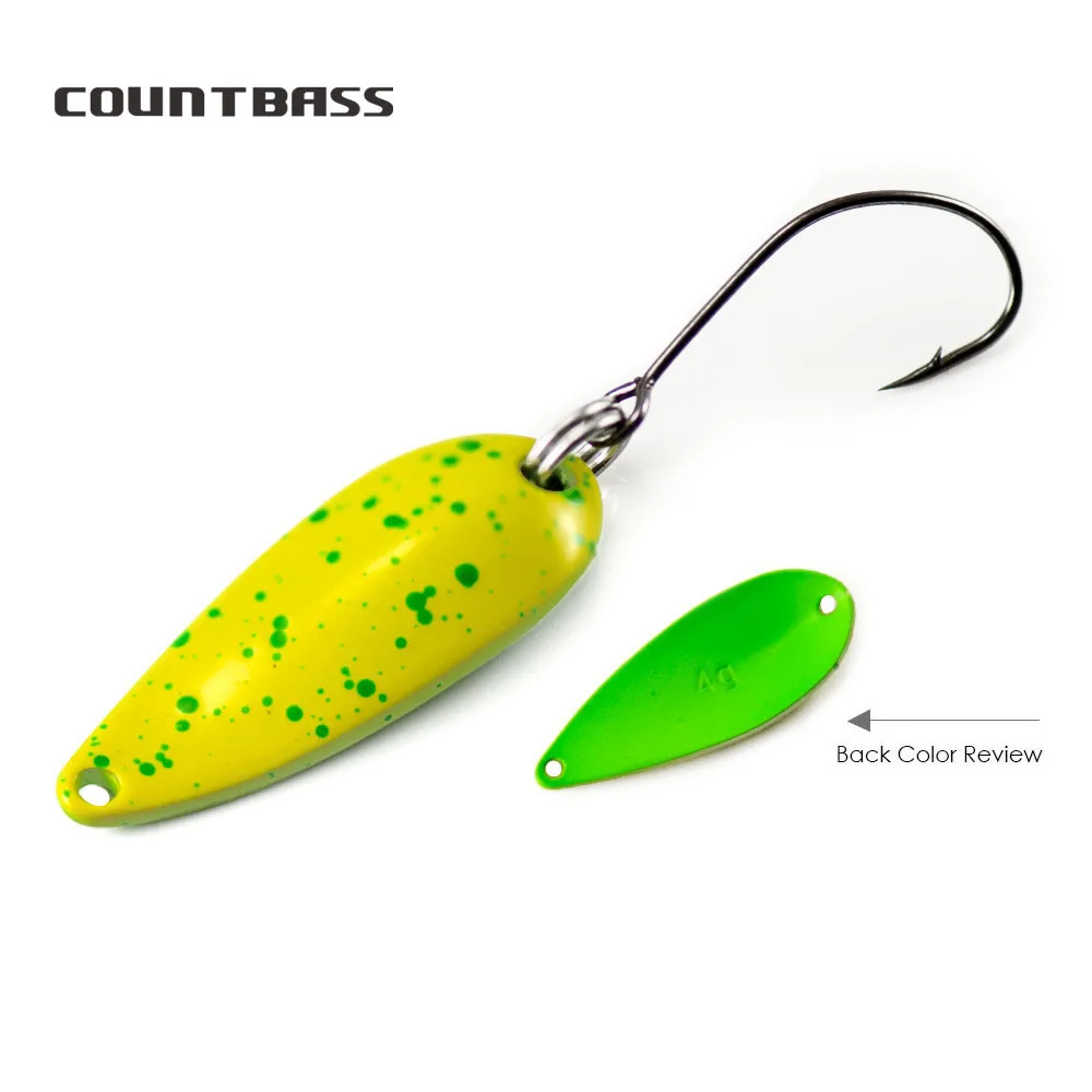 COUNTBASS 6PCS Trout Spoons 2.4g and 4g Fishing Lures With Single Hook Casting Metal Baits for Salmon Pike Bass Brass Material