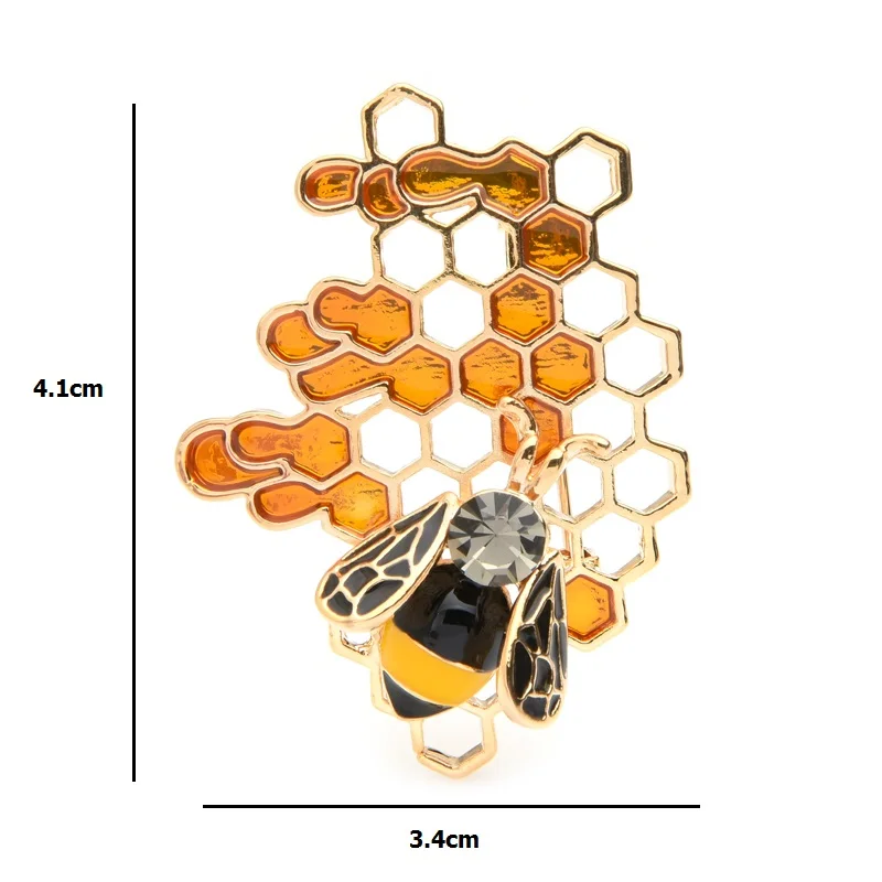 Wuli&baby Enamel Bee Honeycomb Brooches Women Men Alloy Insect Weddings Brooch Pins Gifts