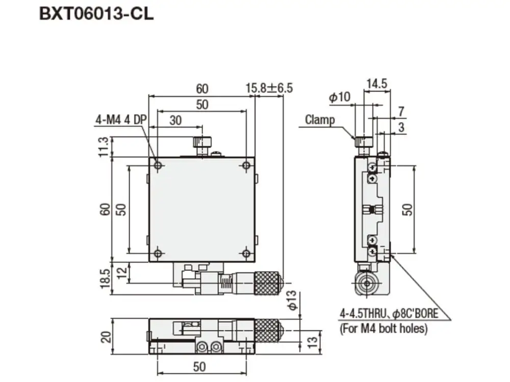 BXT06013-CL Suruga Seiki แพลตฟอร์มการกระจัดของด้วยตนเองแกน XY สไลด์ปรับขนาดโต๊ะสแตนเลสขนาด60x60มม. ใช้