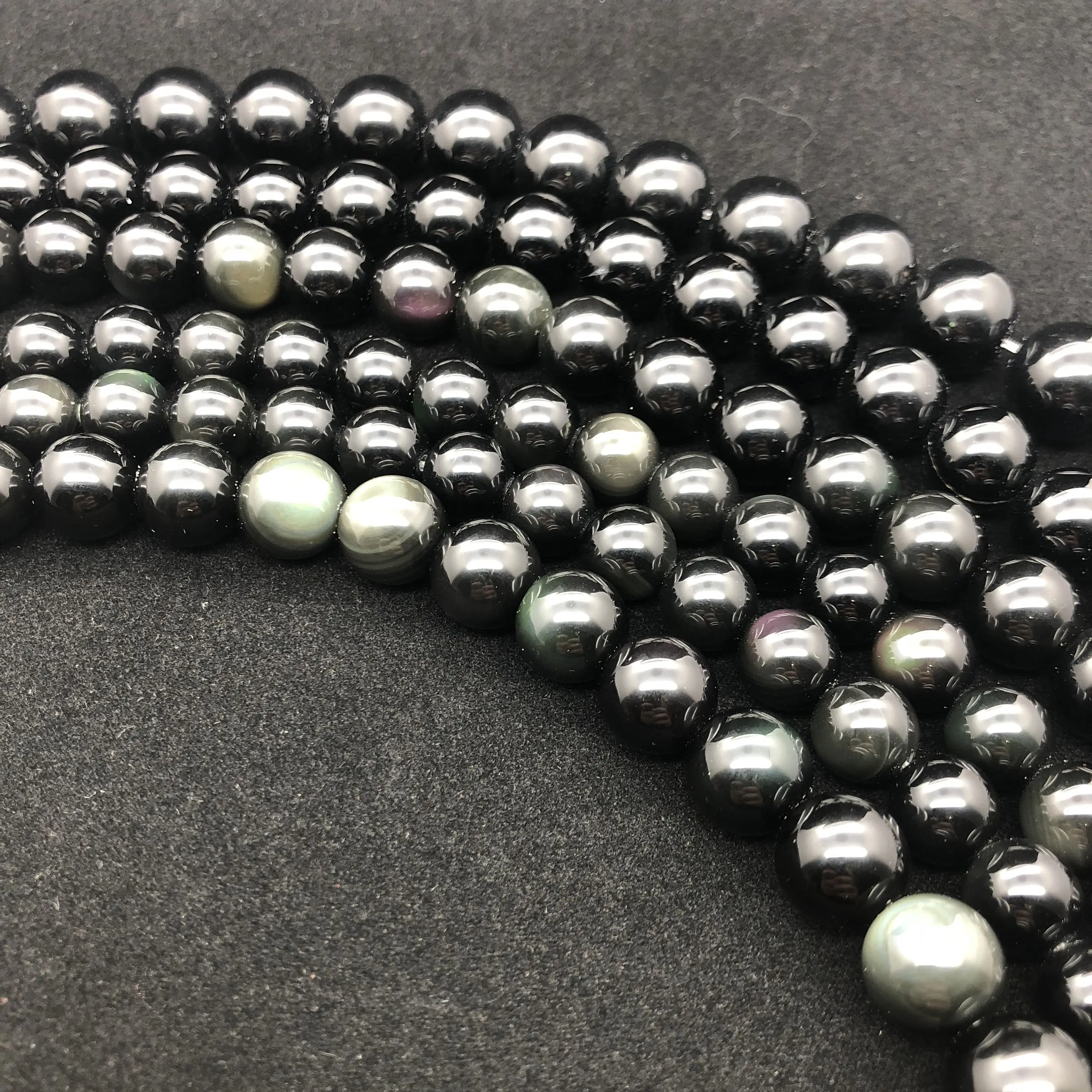 Obsidian Beads 4-16mm Round Black Natural Loose Stone Bead Diy for Necklace