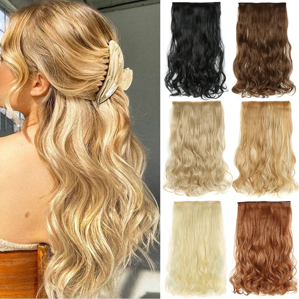 

Diva 5 Clip Long Wavy Silky 22inches in Women Pieces Fake Hair Synthetic Hair Piece Extention Natural