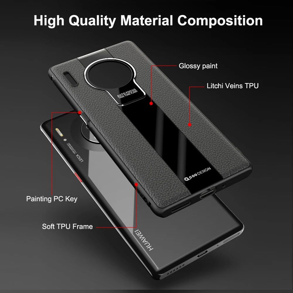 Mate 30 Luxury Litchi Veins Silicone Phone Case For Huawei Mate 30 Pro Ultra-thin Painting TPU Cover Coque For Mate 20 X Pro