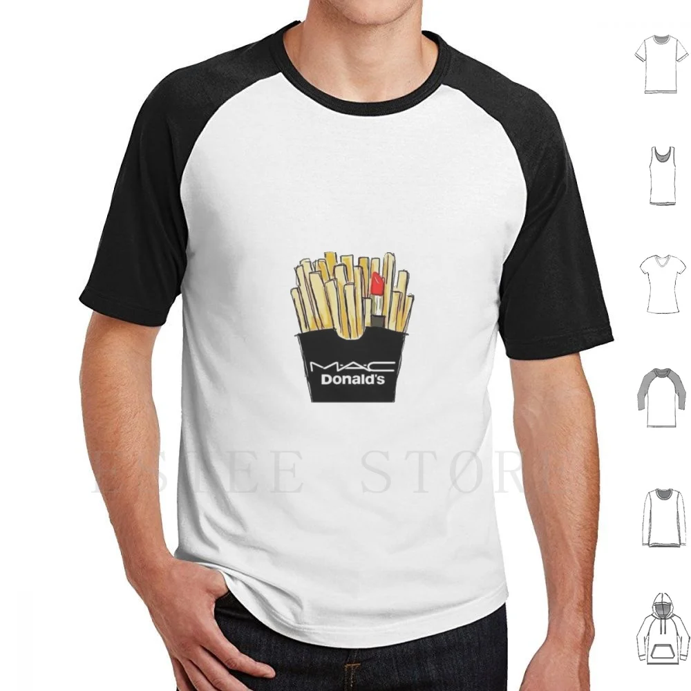 Macdonalds French Fries T Shirt DIY Big Size 100% Cotton Makeup New York City Famous Nyc Big Mascara Lipstick Contour