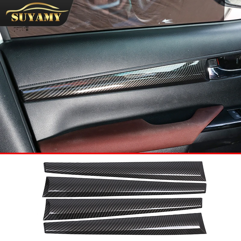 

4Pcs/Set ABS Carbon Fiber/Red Car Interior Door Panel Trim Sticker For Toyota Hilux 2015-2021 Auto Styling Accessories