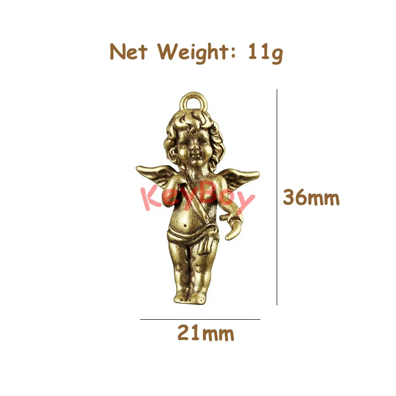 Brass Angel Wings Keychains Pendants for Necklaces Solid Copper Key Chains Pendant Men Women Bag Hanging Charms DIY Accessories