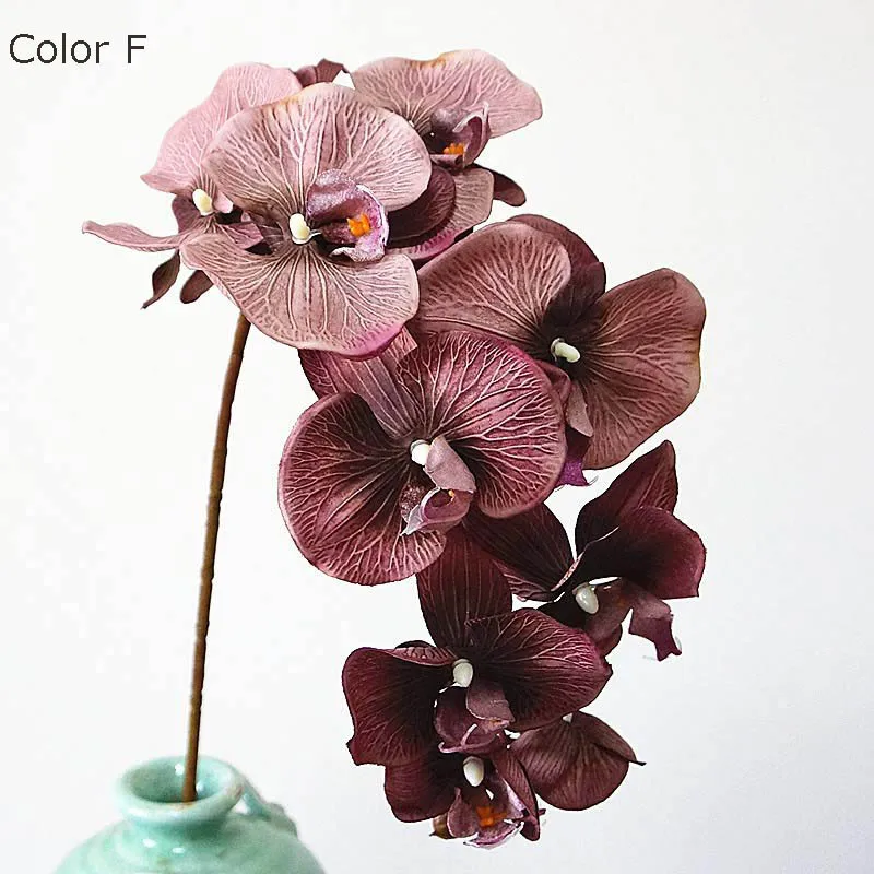 10Heads big Artificial Orchid Flowers European Retro style Moth Butterfly Orchids Home Wedding Party Decoration fake silk flores