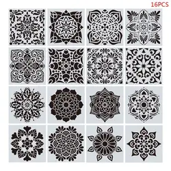 16pcs/set Mandala Stencils DIY Drawing Template Painting Scrapbooking Paper Card