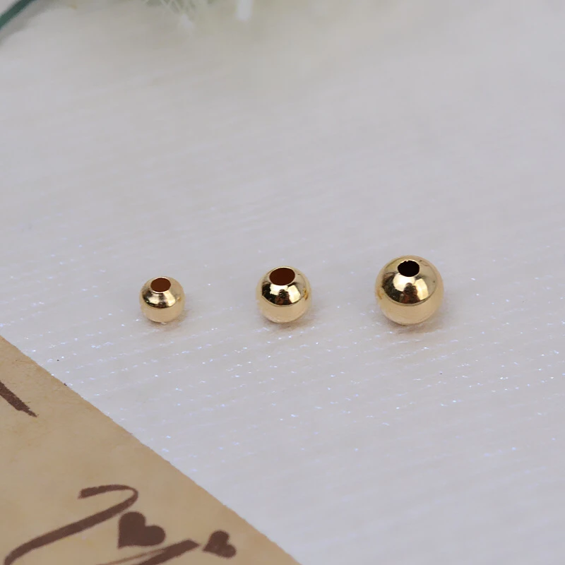AU 750 18K Gold Loose Bead Ball Mountings Findings Jewelry Settings Accessories Parts for DIY Making Necklace Bracelet 10pcs/lot