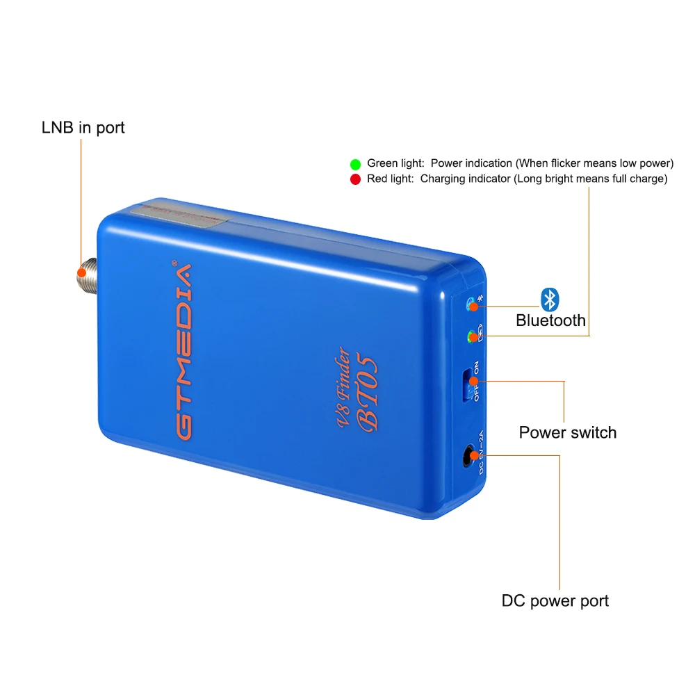 GTmedia V8 Finder BT05 BT03 DVB S2 Satellite Finder Support Android and Ios System 1080p Bluetooth Sat Finder li-on Battery