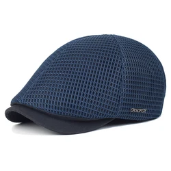 Neue Mesh Newsboy Caps Sommer Männer Frauen Hüte Atmungsaktive Mütze Freien Gorro Hombre Boina Golf Hut Mode Lässig Feste Flache kappe