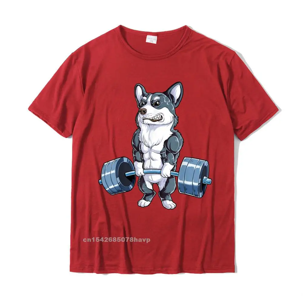 Corgi Weightlifting Funny Deadlift Men Fitness Gym Workout T-Shirt Family T Shirts Funky Tops Shirts Cotton Mens Normal