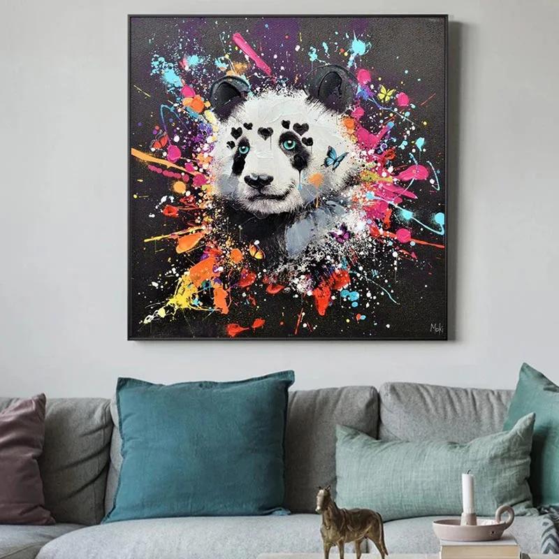 

Cute Panda Oil Painting on Canvas Painting Modern Animal Graffiti Posters Picture for Living Room Child Bedroom Decoration