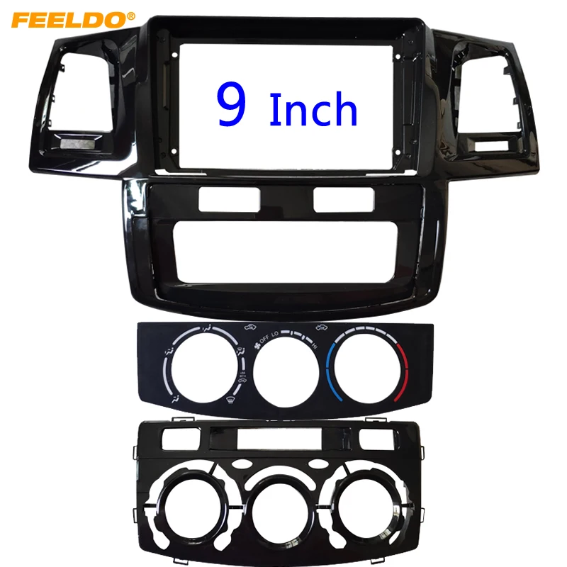 

FEELDO Car Radio Audio Fascia Frame Adapter For Toyota Hilux VIGO 9" Big Screen 2Din CD/DVD Plate Panel Dash Mount Kit #HQ6363