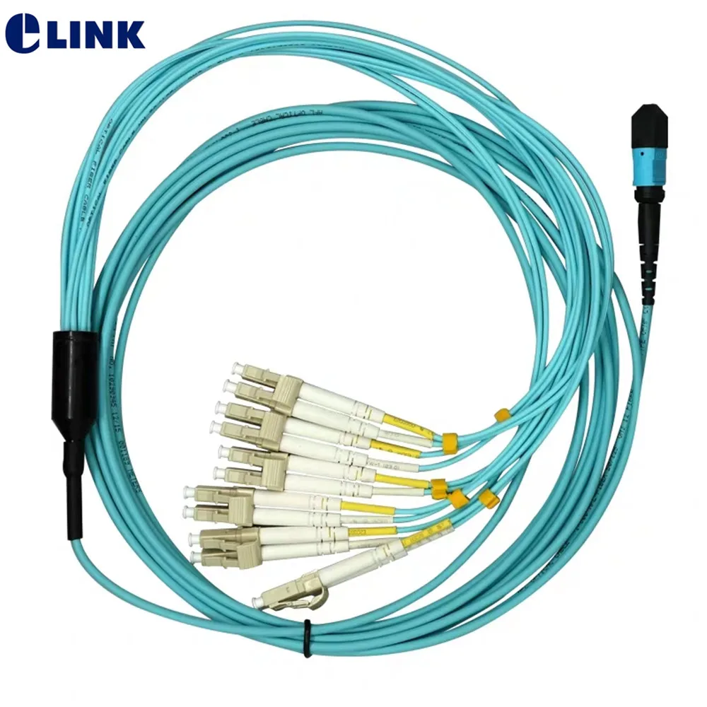 MPO patchcord 12 core OM4 female MTP-6DLC 1 3 5 10 15M fiber breakout MTP Type B 12 core OM4  ftth jumper optic patch lead ELINK